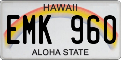 HI license plate EMK960