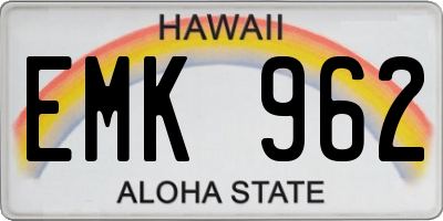 HI license plate EMK962
