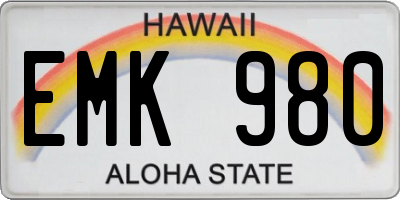 HI license plate EMK980