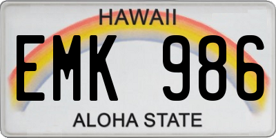 HI license plate EMK986