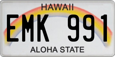 HI license plate EMK991