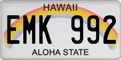 HI license plate EMK992