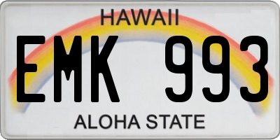 HI license plate EMK993
