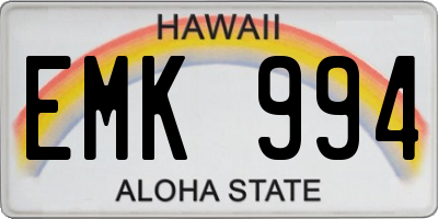 HI license plate EMK994