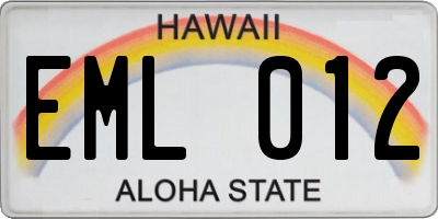 HI license plate EML012