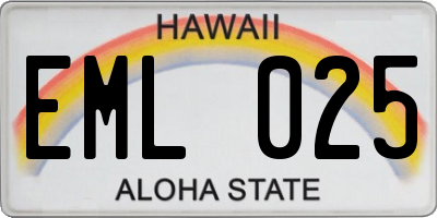 HI license plate EML025