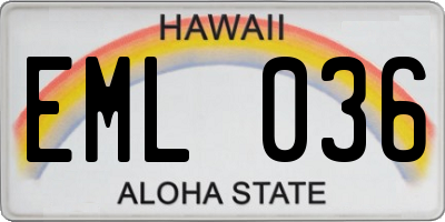 HI license plate EML036