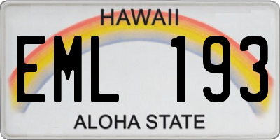 HI license plate EML193