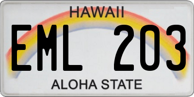 HI license plate EML203
