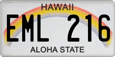 HI license plate EML216