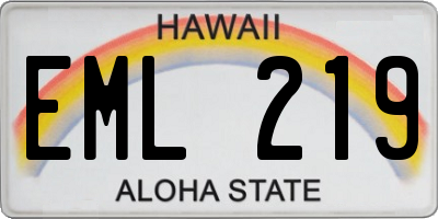HI license plate EML219