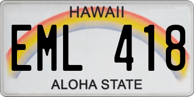HI license plate EML418