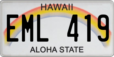 HI license plate EML419