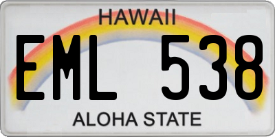 HI license plate EML538