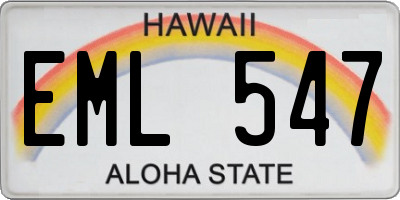 HI license plate EML547