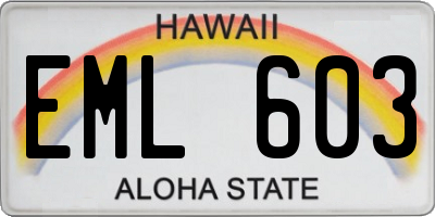 HI license plate EML603