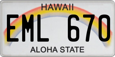 HI license plate EML670