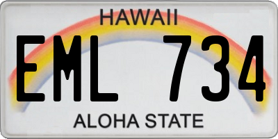 HI license plate EML734