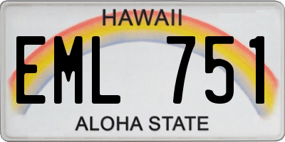 HI license plate EML751