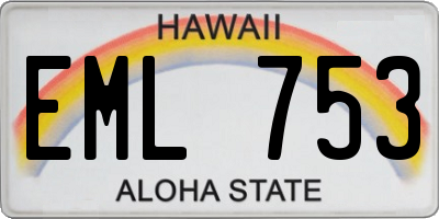 HI license plate EML753