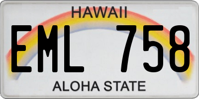 HI license plate EML758