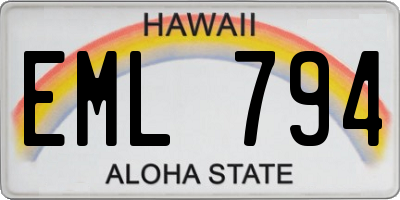 HI license plate EML794