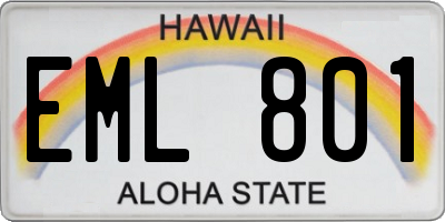 HI license plate EML801