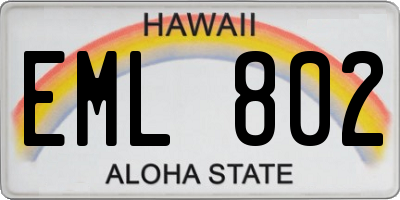 HI license plate EML802