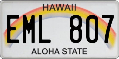 HI license plate EML807