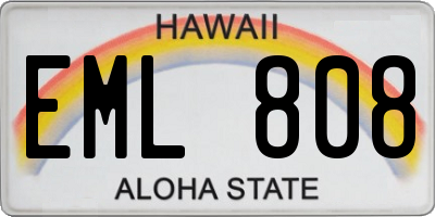 HI license plate EML808