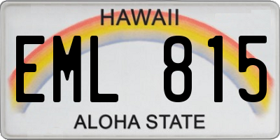 HI license plate EML815