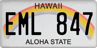 HI license plate EML847