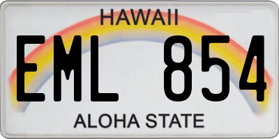 HI license plate EML854