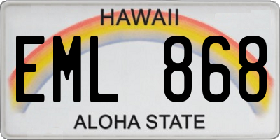 HI license plate EML868