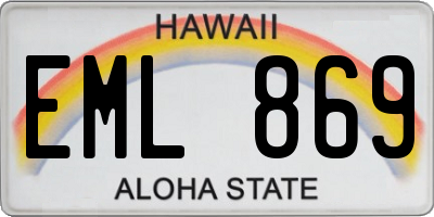 HI license plate EML869