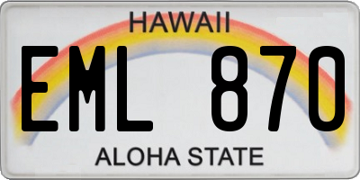 HI license plate EML870