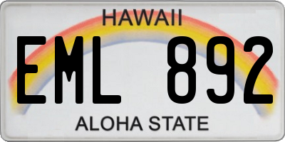 HI license plate EML892