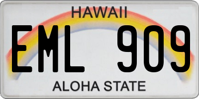 HI license plate EML909