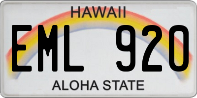 HI license plate EML920