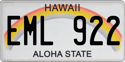 HI license plate EML922