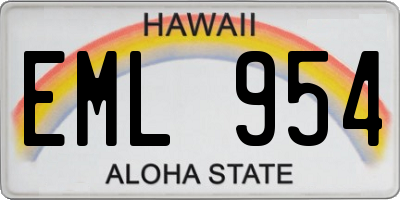 HI license plate EML954