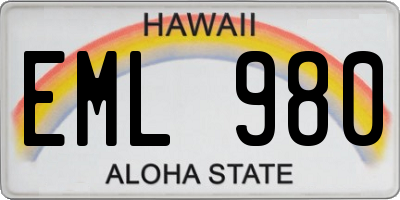 HI license plate EML980