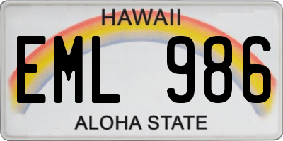 HI license plate EML986