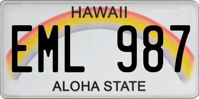 HI license plate EML987