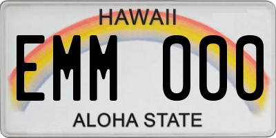 HI license plate EMM000