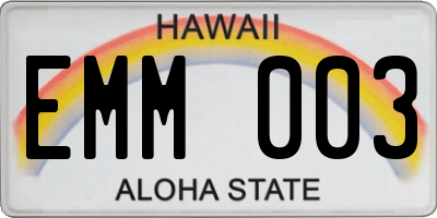 HI license plate EMM003