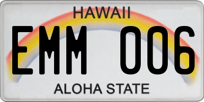 HI license plate EMM006
