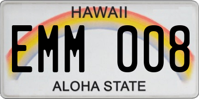 HI license plate EMM008