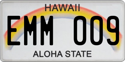 HI license plate EMM009
