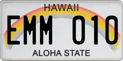 HI license plate EMM010